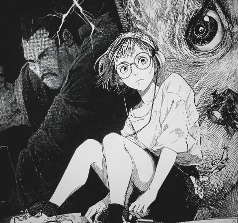 虫虫漫画阅读场景主视觉，桌面摊开的漫画与分类标签